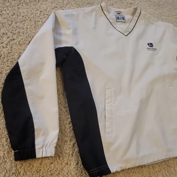 Beige John Deere Financial Polyester Wind Breaker / Light Jacket Pullover - Picture 4 of 8